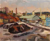 Wilhelm Hillern-Flinsch, Der Kopenhagener Hafen, 1948, Oil on canvas