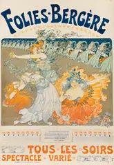Léopold Lelée, Plakat: Folies Bergère - Tous Les Soirs Spectacle Varié, 1900, Lithograph in colors