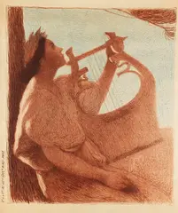 Henri Martin, Plakat: Mädchen mit Leier, 1905, Lithograph in colors