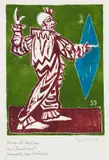 Clown am Spiegel by Erich Heckel, 1958, Woodcut in colors, sold Oct 2011