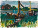 Bruno Müller-Linow, An der Oste, 1983, Watercolor