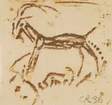 3 Blätter: Dackel. Kleine Tiere. Stinkbock by Christian Rohlfs, 1921, Charcoal drawing, sold Oct 2011