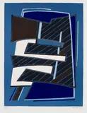 Alberto Magnelli, Composizione in azzuro, 1965, Lithograph in colors