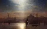 Ernst Koerner, Blick über den Bosporus auf Konstantinopel bei Nacht, 1874, Oil on canvas