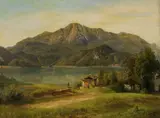 Blick auf den Kochelsee mit Herzogstand und Heimgarten by Carl Jungheim, 1860, Oil on paper, sold Oct 2011