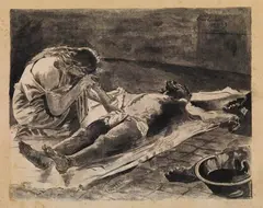 Pietà by Lovis Corinth, 1889, Brush and ink drawing, sold Oct 2011