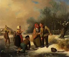 Kinder beim Eislaufen by Johannes Vetten, 1854, Oil on canvas, sold Oct 2011
