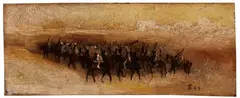 Frederick Goodall, Arabische Reiter in der Wüste, 1859, Oil on panel