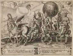 Hieronymus Cock, 6 Blätter aus der Folge 'Die Wechselfälle des menschlichen Lebens (Circulus Vicissitudines Rerum Humanorum)', 1564, Engraving