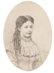 Friedrich Kaulbach, Porträt eines Mädchens im Oval, 1868, Pencil drawing