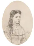 Friedrich Kaulbach, Porträt eines Mädchens im Oval, 1868, Pencil drawing