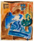 Mädchen am Tisch by Karl Schmidt-Rottluff, 1921, Watercolor, sold Jun 2011