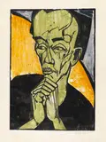 Männerbildnis by Erich Heckel, 1919, Woodcut in colors, sold Jun 2011