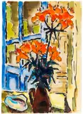 Blumenstillleben auf dem Balkon by Karl Schmidt-Rottluff, 1967, Watercolor, sold Jun 2011