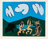 Bacchanale au Taureau noir by Pablo Picasso, 1959, Linocut in colors, sold Jun 2011