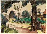 Baum mit Weg und Häusern by Karl Schmidt-Rottluff, 1945, Watercolor, sold Jun 2011