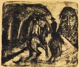 Reiter im Grunewald by Ernst Ludwig Kirchner, 1914, Lithograph, sold Jun 2011