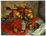 Georg Tappert, Stillleben mit Blumenvase und Äpfeln