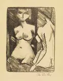 Otto Mueller, Mädchenakt vor dem Spiegel (Halbakt), 1924, Lithograph