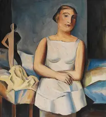 Albert Mueller, Mädchen mit Figur, 1925, Oil on canvas
