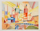 Walter Dexel, Eisenbahngelände, 1921, Watercolor