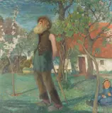 Heinrich Nauen, Alter Mann und junges Mädchen im Garten