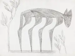 Das Fohlen by HAP Grieshaber, 1961, Silver point drawing, sold Jun 2011