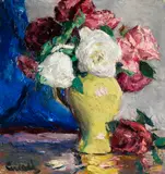 Edward Cucuel, Rosen in gelber Vase