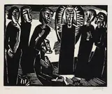 Christus (Kristus) unter den Frauen by Karl Schmidt-Rottluff, 1919, Woodcut, sold Jun 2011