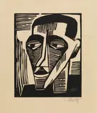 Männlicher Kopf by Karl Schmidt-Rottluff, 1915, Woodcut, sold Jun 2011