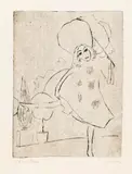 Ernst Ludwig Kirchner, Blonde Pippa in weißem Tanzkostüm mit Schirm, 1911, Drypoint