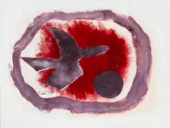Georges Braque, L'oiseau, fond rouge, 1961, Gouache