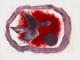 Georges Braque, L'oiseau, fond rouge, 1961, Gouache