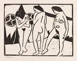 Akte vor dem Vorhang by Karl Schmidt-Rottluff, 1911, Woodcut, sold May 2011