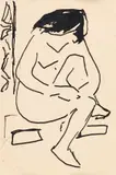 Karl Schmidt-Rottluff, Sitzender Mädchenakt im Atelier