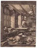 Hieronymus im Gehäuse by Albrecht Durer, 1514, Engraving, sold May 2011