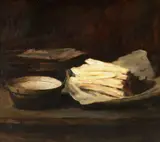 Carl Schuch, In der Art - Stillleben mit Spargel, Oil on canvas