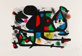 La Luge des Amants I by Joan Miró, 1981, Lithograph in colours, sold May 2011