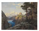 Ferdinand Knab, Tempel in südländischer Gebirgslandschaft, 1896, Oil on canvas