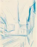 Lyonel Feininger, Kirche an einem Regentag, 1914, Chalks