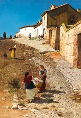 Südländische Strassenszene mit Wäscherinnen by Ramón Tusquets Maignon, 1872, Oil on canvas, sold May 2011