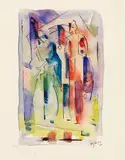 Albert Gleizes, Komposition mit zwei Figuren (Clowns), 1950, Watercolour