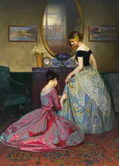 Viktor Schramm, Bei der Anprobe, 1900, Oil on canvas