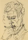 Männerkopf rauchend by Ernst Ludwig Kirchner, 1920, Pen and India ink drawing, sold May 2011