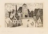 Lyonel Feininger, Sonnenaufgang (Kleinstadt), 1911, Etching