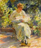 Otto Eduard Pippel, Frau mit Kind im Garten