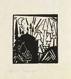 Gebirge mit Dorf by Lyonel Feininger, 1918, Woodcut, sold May 2011
