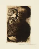 Käthe Kollwitz, Mutter mit Kind auf dem Arm, 1910, Drypoint