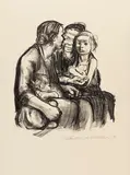 Käthe Kollwitz, Zwei schwatzende Frauen mit zwei Kindern