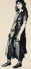Josef Hegenbarth, Junge Frau, 1948, Brush and India ink drawing